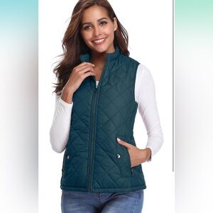 Fuinloth Women's Quilted Vest, size medium, Forrest green